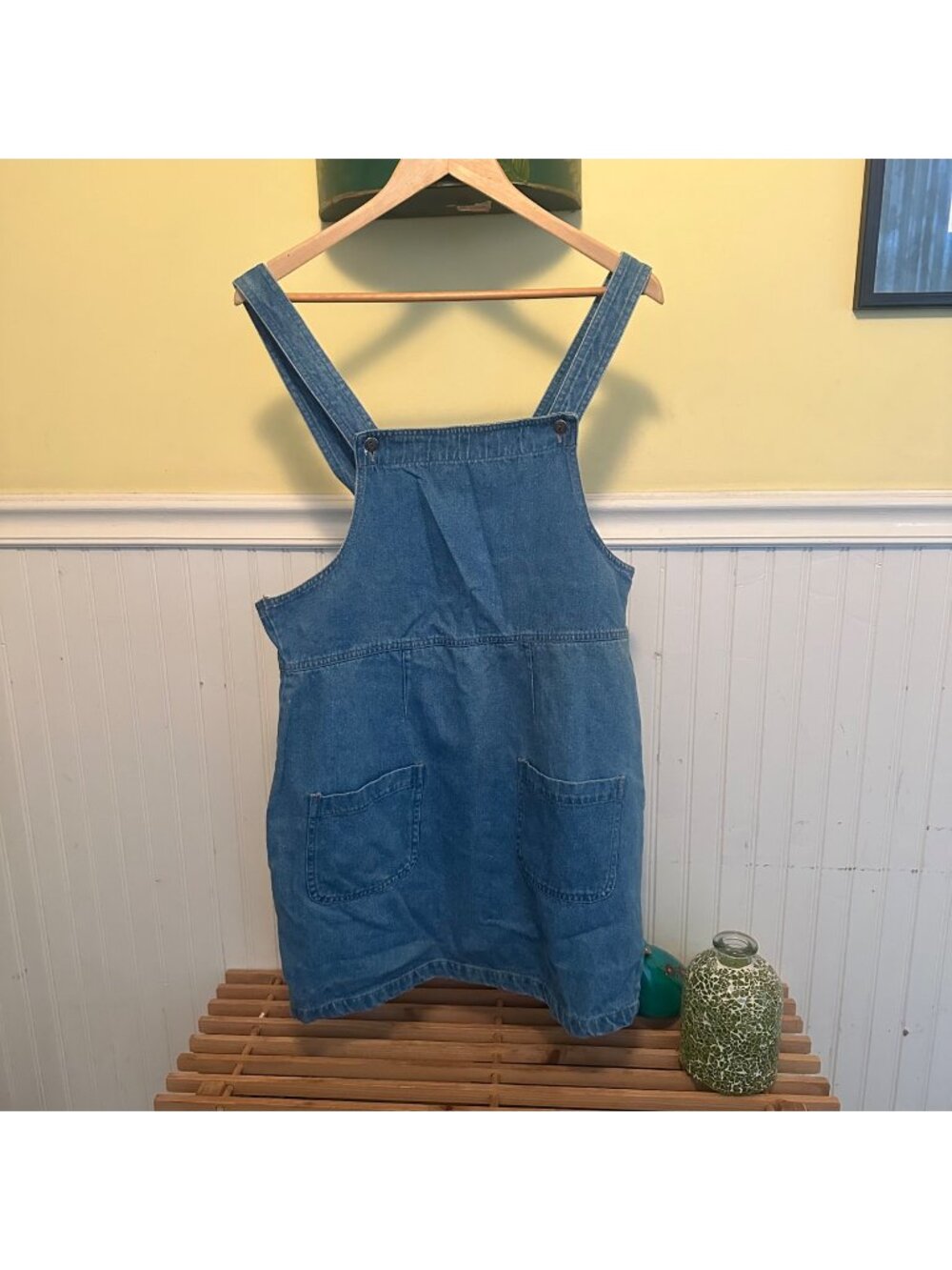 Carreau Sport Vintage 90s Denim Overall Dress Blue Size 13/14 With Pockets